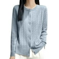 thumbnail image 1 of Breezora Women Short Crochet Cardigan Knit Sweater With Cable Pattern Front Open Boho Style Top M Size Grey, 1 of 4