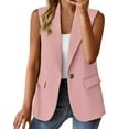 thumbnail image 1 of Breezora Women Sleeveless Blazer Vest Casual Office Wear Lightweight Open Front Waistcoat Summer Breathable Layering Piece XXXL Size Pink, 1 of 5
