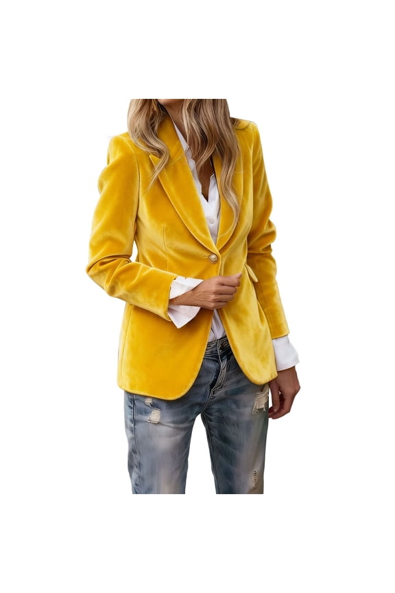 Women Suit Jacket Single Breasted Button Up Office Career Blazer for Fall Winter Season Outerwear S Size Orange