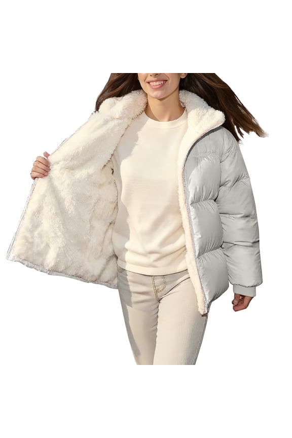 Women Thick Cotton Padded Jacket Windproof Warm Trendy Winter Clothing for Casual Style and Outdoor Protection XL Size White