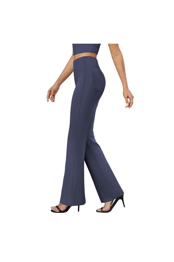 Women Wide Leg Dress Pants High Waisted Flowy Trousers for Business Casual Attire Elegant Comfort Fit XXL Size Navy