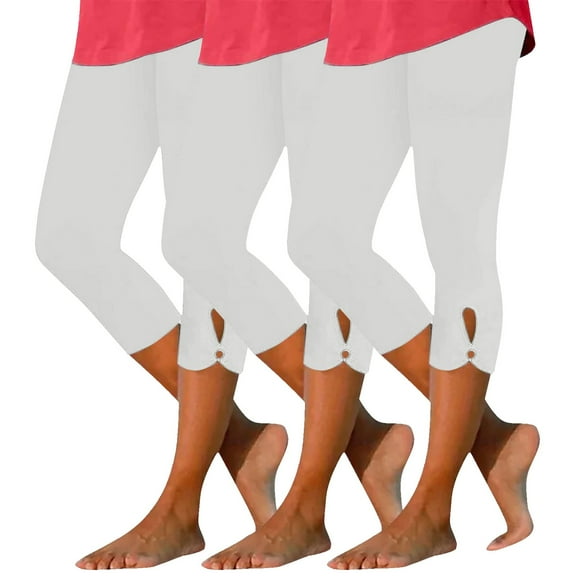 Breezora Women's 3 Piece Yoga Pants Set High Waist Seamless Workout Leggings Soft Stretchy Lounge Wear S Size White