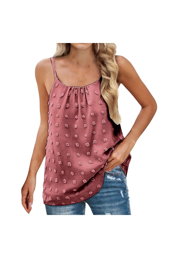 Women's Airy Sleeveless Tank Top Summer Spaghetti Strap Camisole Lightweight Loose Fit Beachwear Comfortable Casual Vest Top L Size Pink