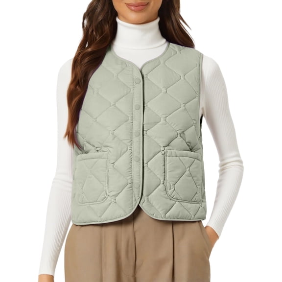 Breezora Women's Autumn Winter Lightweight Sleeveless Cotton Vest Jacket with Down Insulation for Fashionable Layering and Comfort XXL Size Light Green