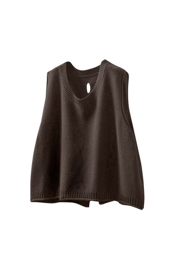 Women's Back Button Knit Vest Lightweight Breathable Cotton Comfortable Loose Fit Layering Essential Versatile Styling XXXL Size Khaki