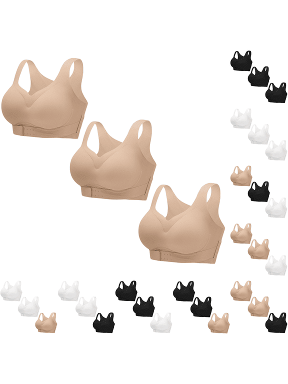 Women Corrector Bra Front Closure Back Wireless Support No Underwire Lifting Gather Bralette Everyday Underwear