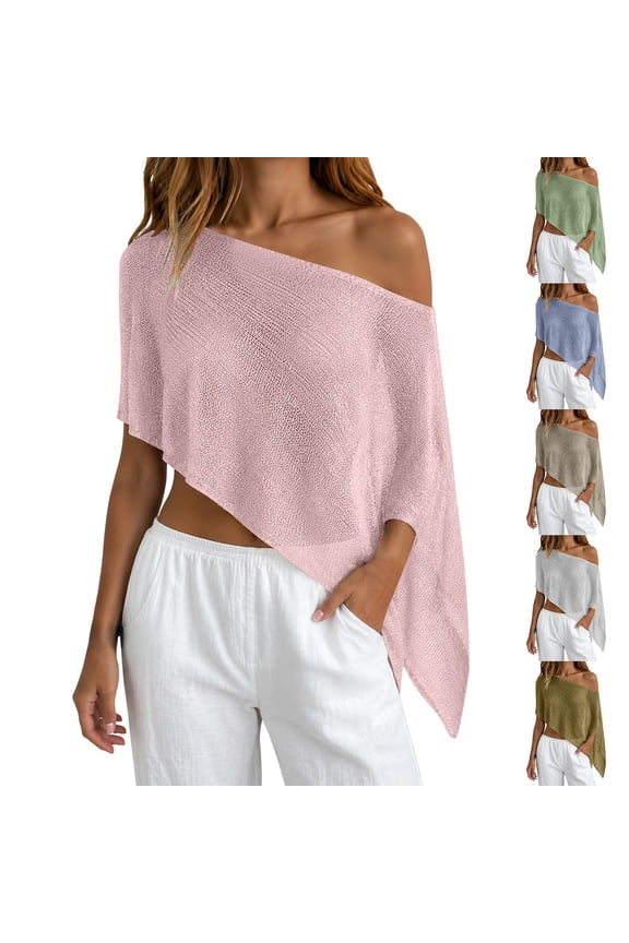 Women's Tanks, Batwing Sleeve Crochet Knit Crop Top, Sheer Lightweight Cover-Up for Swimwear Beach Daily Wear