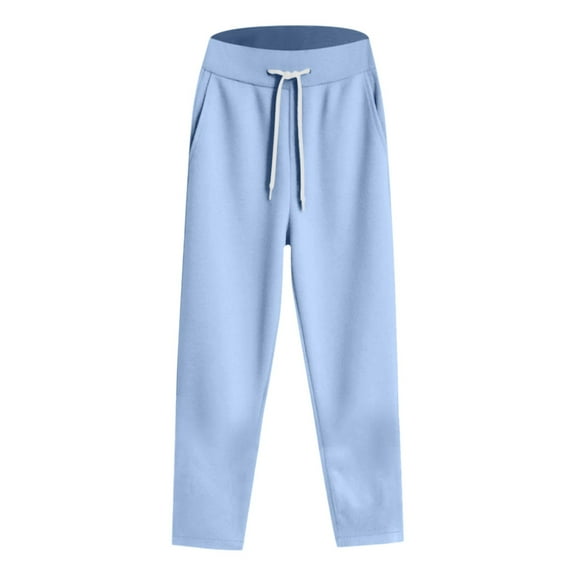 Breezora Women's Breathable Soft Lounge Sweatpants for Fall Winter Comfort with Stretchy Waistband L Size Light Blue