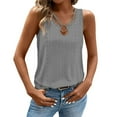 thumbnail image 1 of Breezora Women's Breathable V Neck Hollow Out Casual Cami Top for Spring Summer Daily Wear M Size Grey, 1 of 7