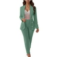 thumbnail image 1 of Breezora Women's Button Down Cardigan Set Winter Office Wear Slim Fit Stretch Comfort Knit Two Piece Outfit Business Casual Attire M Size Green, 1 of 6