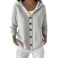 thumbnail image 1 of Breezora Women's Button Front Hooded Knit Cardigan Long Sleeve Comfortable Open Front Jacket XXL Size Light Ashy, 1 of 1