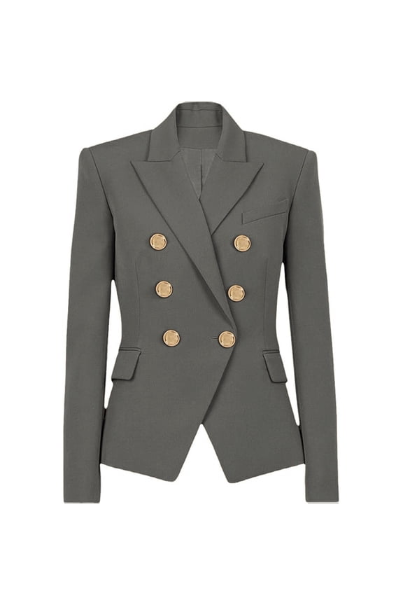 Women's Casual Button Down Blazer Jacket Lightweight Spring Autumn Short Coat Lounge Suit S Size Dark Gray