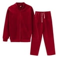 thumbnail image 1 of Breezora Women's Casual Hooded Sweatshirt and Pants Set Comfortable Sporty Two Piece Lounge Wear XXXL Size Red, 1 of 9