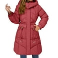 thumbnail image 1 of Breezora Women's Casual Longline Padded Coat Mid Waist Thick Thermal Cotton Blend European Style Winter Jacket M Size Red, 1 of 9