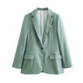 thumbnail image 1 of Breezora Women's Casual Single Button Blazer Lapel Open Front Long Sleeve Pocket Jacket M Size Green, 1 of 8