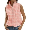 thumbnail image 1 of Breezora Women's Checkered Waistcoat Plush Zip Up Sleeveless Jacket Cozy Winter Casual Outerwear for Daily Wear M Size Pink, 1 of 7