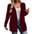 thumbnail image 1 of Breezora Women's Chic Openwork Cardigan With Pockets Lightweight Layering Piece For Spring Summer Transitions S Size Red, 1 of 5