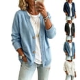 thumbnail image 1 of Breezora Women's Chunky V Neck Cardigan Sweater Loose Fit Open Front Casual Fall Knit Jacket for Layering, 1 of 10