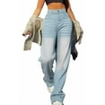 thumbnail image 1 of Breezora Women's Comfort Stretch High Waist Wide Leg Jeans in Classic Denim for Casual Everyday Wear M Size Light Blue, 1 of 9