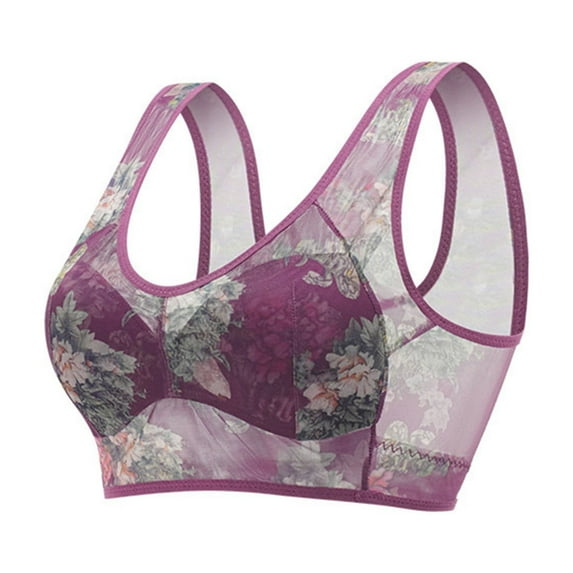 Breezora Women's Comfort Wireless Bra Soft Fabric Full Coverage Intimate Wear Gentle Support Everyday Essential Relaxed Fit Apparel Purple