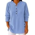 thumbnail image 1 of Breezora Women's Corduroy Long Sleeve Button-Down Shirt Cozy Warm Fabric Relaxed Fit Autumn Winter Essential Top M Size Blue, 1 of 5