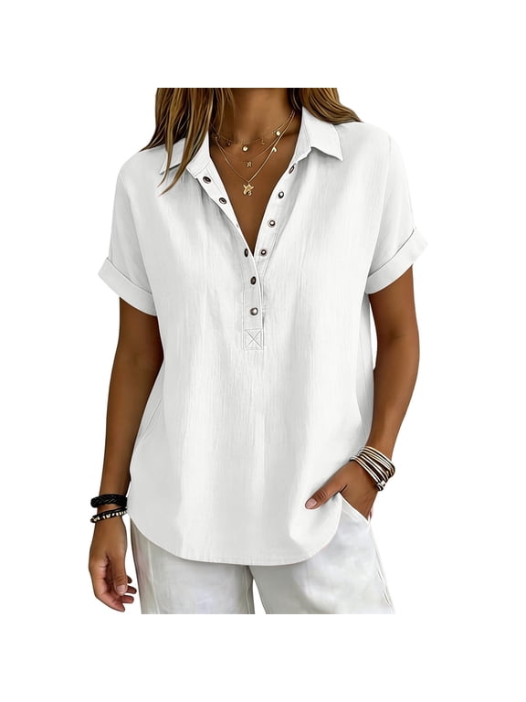 Women's Cotton Linen Top Cut Shoulder High Low Hem Long Sleeve Loose Fit