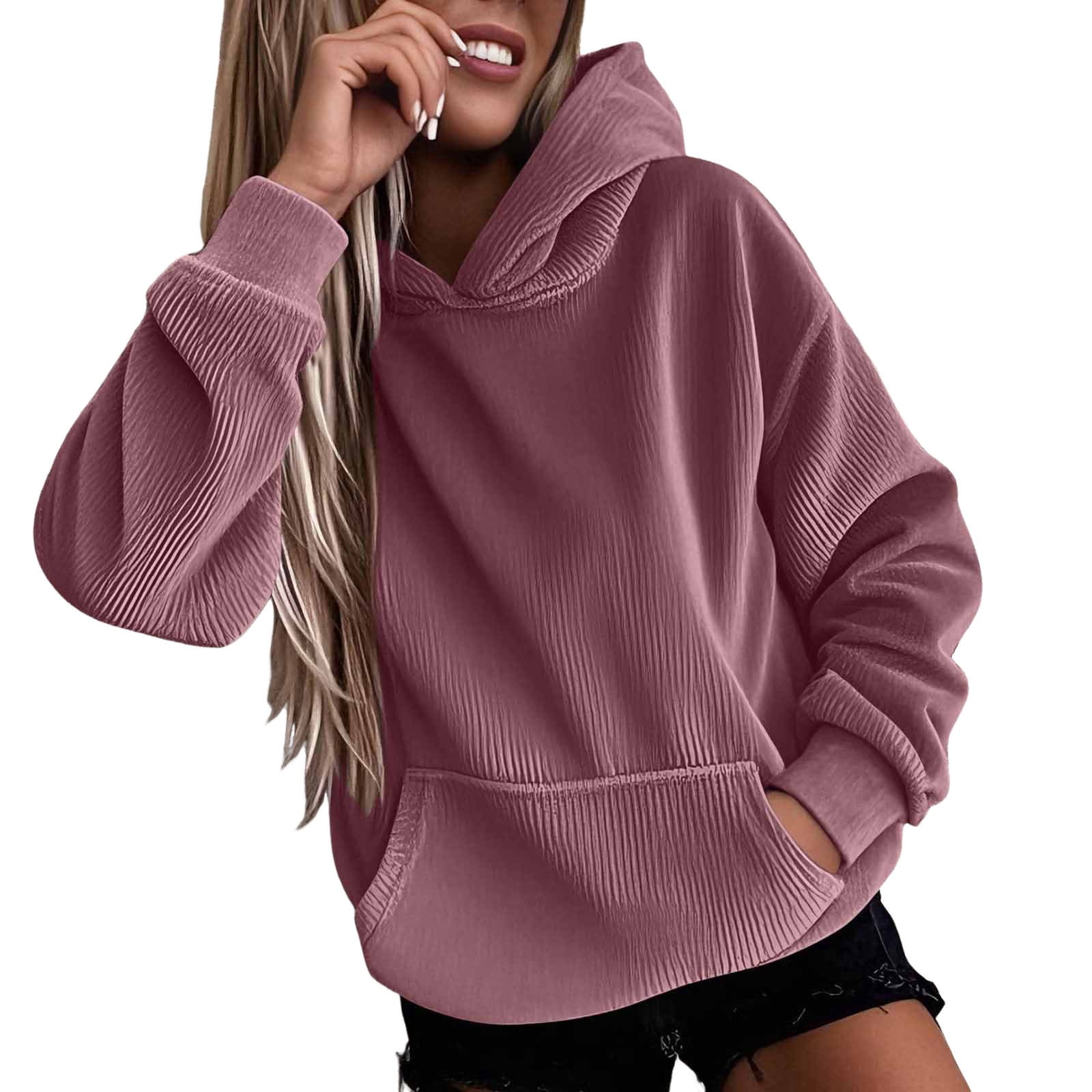 Back Print Kangaroo Pocket Long Sleeve Sweatshirt, Hibiscus Red | Ulla