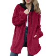 thumbnail image 1 of Breezora Women's Cozy Lined Hooded Zip Up Jacket With Pockets Long Sleeve Cardigan Style Winter Outerwear M Size Wine, 1 of 5