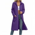 thumbnail image 1 of Breezora Women's Fall Winter Long Wool Blend Coat Loose Fit Notched Collar Timeless Versatile Style XL Size Purple, 1 of 6