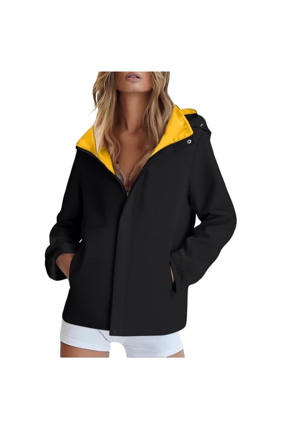 Women's Functional Softshell Jacket Windproof Rain Resistant Breathable Hooded Outdoor Active Wear L Size Black