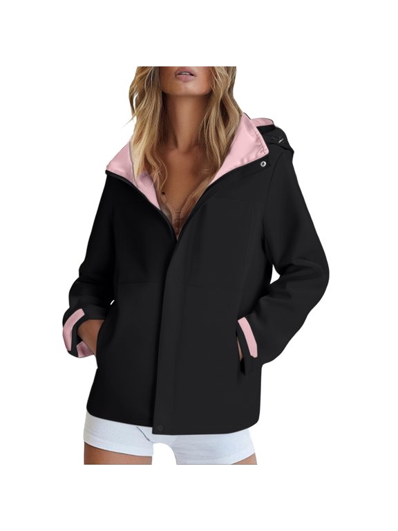 Women's Functional Softshell Jacket Windproof Rain Resistant Hooded Outerwear Breathable All Weather Coat XL Size Black