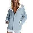 thumbnail image 1 of Breezora Women's Functional Softshell Jacket Windproof Rain Resistant Hooded Outerwear Breathable All Weather Coat XL Size Light Blue, 1 of 6