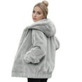 thumbnail image 1 of Breezora Women's Fuzzy Lapel Open Front Long Cardigan Coat Plush Warm Winter Jacket Loose Fit Tops XXL Size Grey, 1 of 4