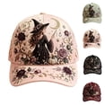 thumbnail image 1 of Breezora Women's Gothic Witch Baseball Cap with 3D Moon Rose Pumpkin Print Adjustable Trucker Dad Hat for Halloween Theme Costumes, 1 of 4