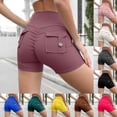 thumbnail image 1 of Breezora Women's High Waist Button Detail Yoga Shorts Scrunch Lifting Workout Running Quick Dry Gym Bottoms, 1 of 8