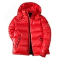 thumbnail image 1 of Breezora Women's Hooded Quilted Puffer Jacket Winter Warm Thickened Full Zip Shiny Ski Coat For Hiking Outdoor L Size Red, 1 of 4