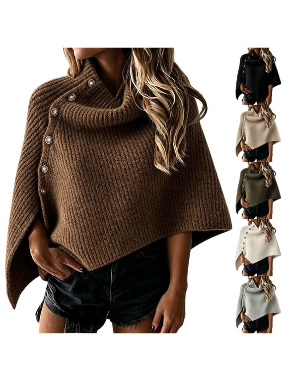 Women's Knit Button Shawl Wrap Scarf Winter Poncho Neck Warmer for Daily Wear Outdoor Gift Set Soft Cozy Warm