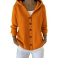 thumbnail image 1 of Breezora Women's Knitted Hooded Cardigan Sweater with Buttons Border Design Casual Winter Jacket XXXXL Size Orange, 1 of 4