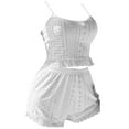 thumbnail image 1 of Breezora Women's Lace Trimmed Sleepwear Set Bralette with Matching Shorts Comfortable Backless Design Home Outfit M Size White, 1 of 5