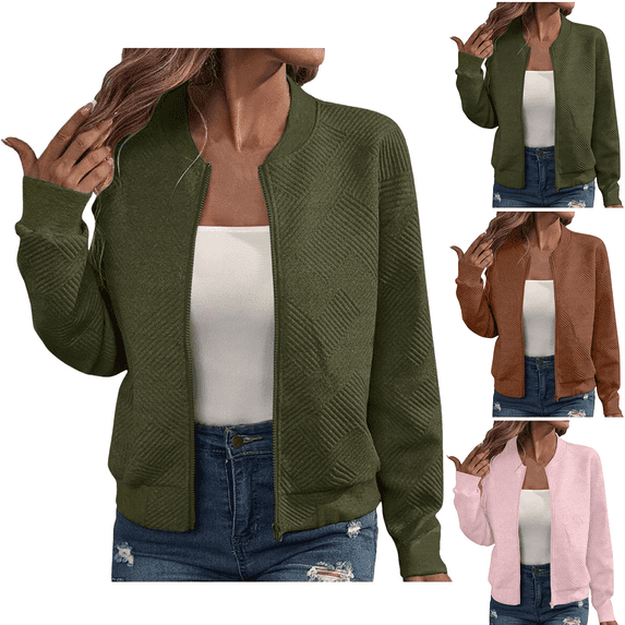 Breezora Women's Lightweight Casual Jacket Solid Zip Up Baseball Collar Summer Spring Outerwear