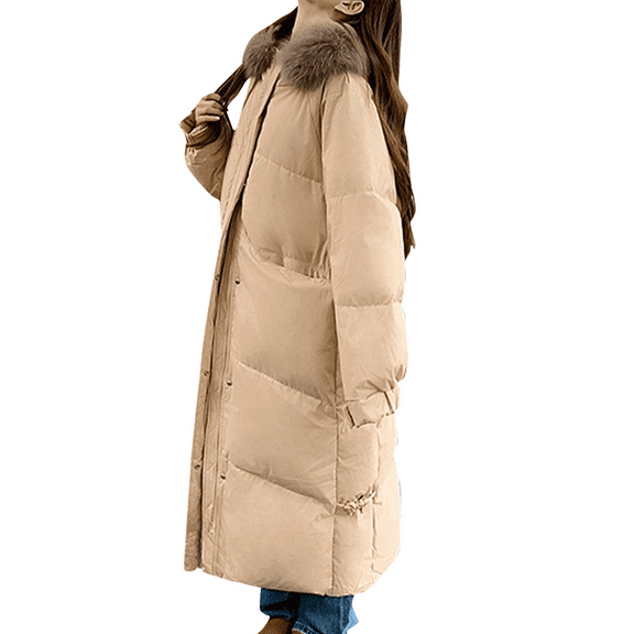 Breezora Women's Lightweight Long Puffer Coat Quilted Oversized Winter Jacket Warm Zip Up Baggy Down Alternative Outerwear XL Size Yellow