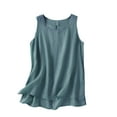 thumbnail image 1 of Breezora Women's Linen Blend Sleeveless Tunic Top Casual Comfortable Baggy Loose Fit Trendy Vest M Size Blue, 1 of 6