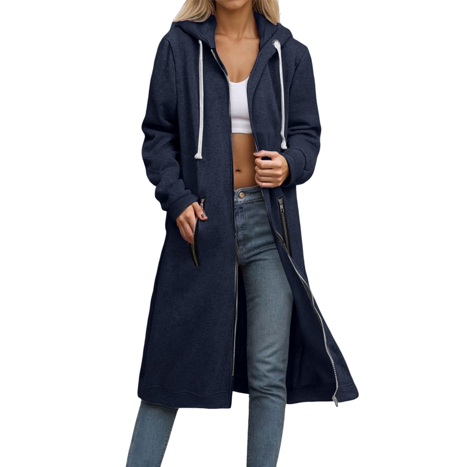 Navy Blue Navy Duster Coat Womens Breezora Women's Long Cardigan
