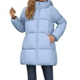 thumbnail image 1 of Breezora Women's Long Hooded Down Alternative Jacket Insulated Warm Winter Parka Cozy Outerwear M Size Blue, 1 of 8