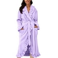 thumbnail image 1 of Breezora Women's Long Hooded Towelling Bathrobe Lightweight Dressing Gown for Sauna and Home Comfort with Soft Feel L Size Purple, 1 of 6