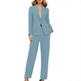 thumbnail image 1 of Breezora Women's Long Sleeve Cardigan and Pants Suit Set Office Work Professional Outfit Elegant Two Piece Business Casual Wear M Size Light Blue, 1 of 9