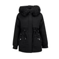 thumbnail image 1 of Breezora Women's Long Winter Puffer Coat Warm Thickened Lined Down Alternative Detachable Hooded Parka Jacket XL Size Black, 1 of 9