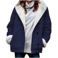 thumbnail image 1 of Breezora Women's Loose Fit Lapel Denim Jacket Button Down Warm Lined Coat for Winter Outerwear and Daily Use L Size Blue, 1 of 7