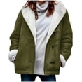 thumbnail image 1 of Breezora Women's Loose Fit Lapel Denim Jacket Button Down Warm Lined Coat for Winter Outerwear and Daily Use M Size Green, 1 of 7