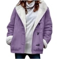 thumbnail image 1 of Breezora Women's Loose Fit Lapel Denim Jacket Button Down Warm Lined Coat for Winter Outerwear and Daily Use XXXXL Size Purple, 1 of 7